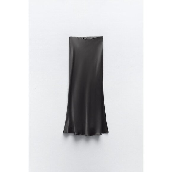 Zara Space Grey Silky Midi Skirt - Picture 5 of 9